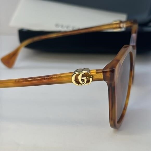 New- Authentic 💯GG1071S 003 55 GUCCI HAVANA CAT-EYE SUNGLASSES - Picture 16 of 16